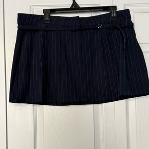 No Boundaries Dark Blue Pinstripe Mini Skirt
